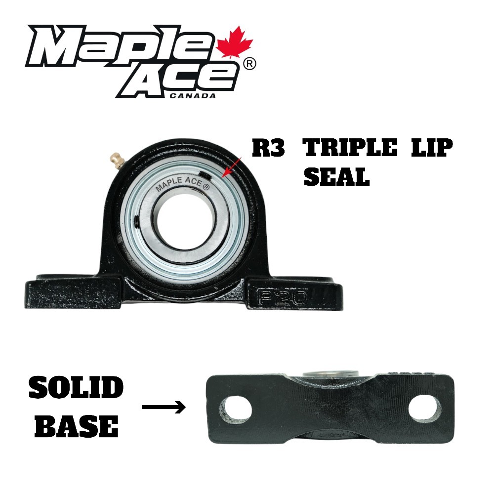 UCP205-14 Pillow Block Bearing 7/8″ Bore, 2-Bolt, 3 Lips Seal, Solid Base (Qty2)