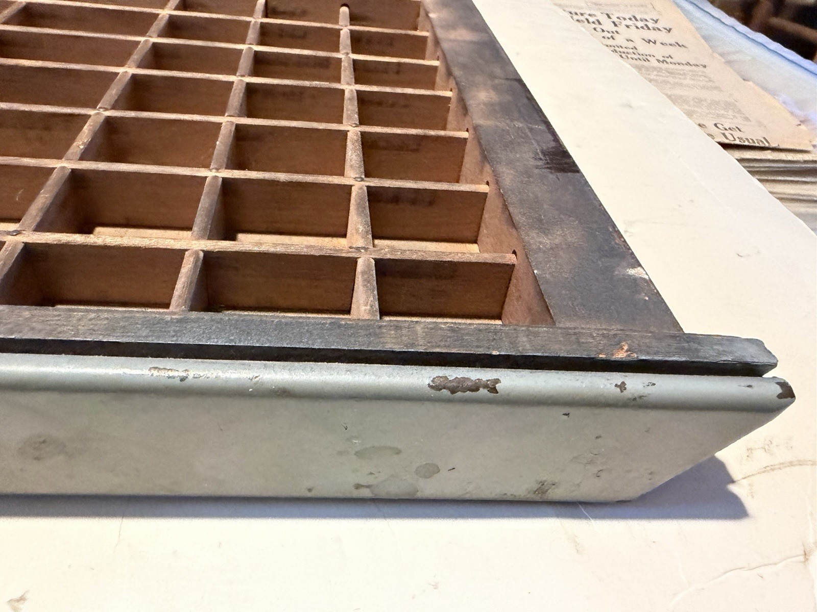 Ludlow Vintage Letterpress Printer Drawer Tray 27 X 16”-98 Spaces