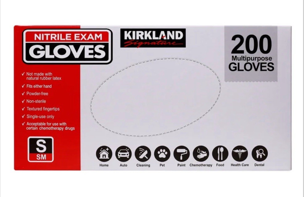 Kirkland Signature Nitrile Exam Powder-Free Exam Gloves – Small – 400 Count