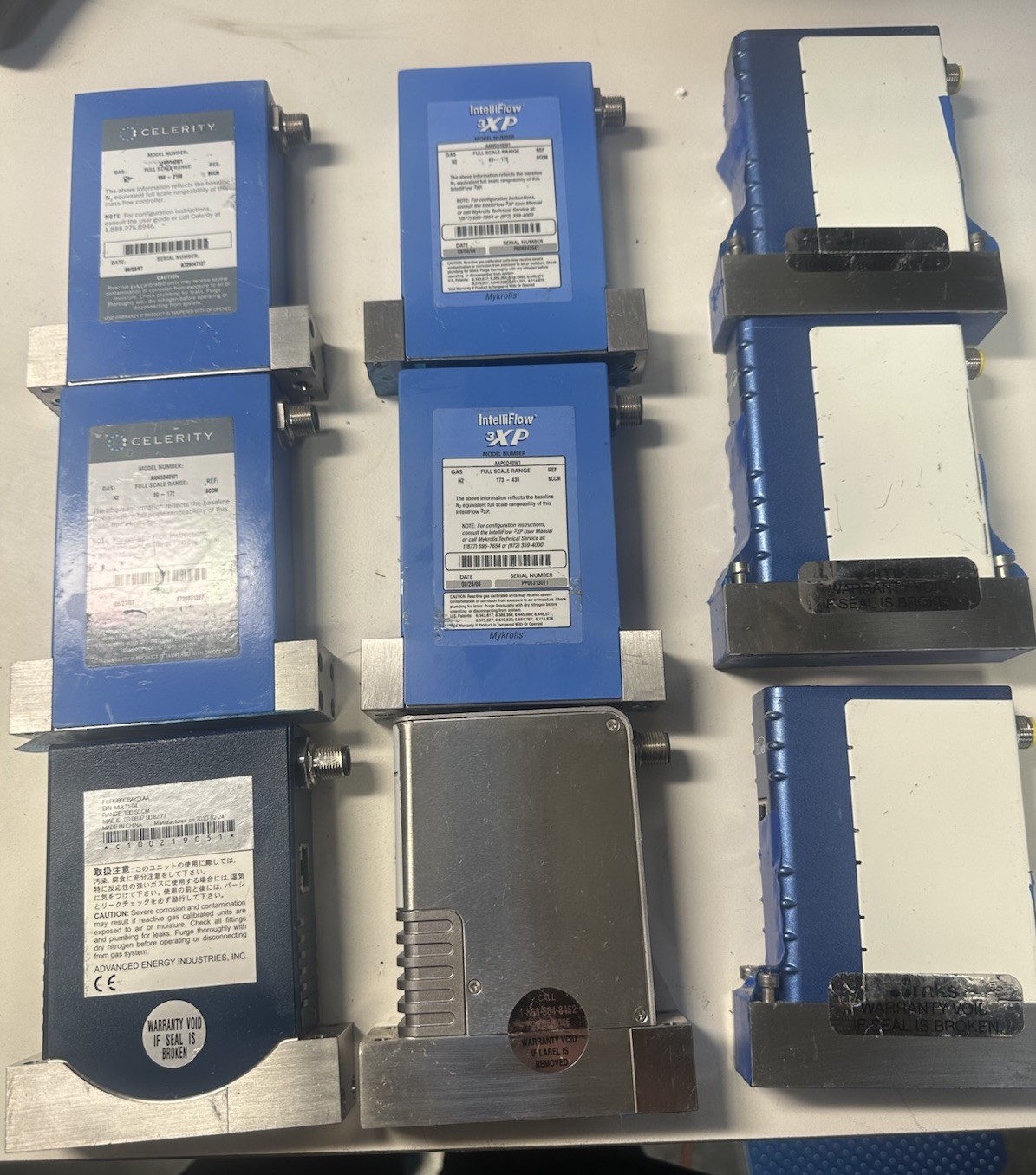 Mass Flow Controller Lot of 9 MIXED APPLIED MATERIALS MKS PI MFC 3XP IFC-125C