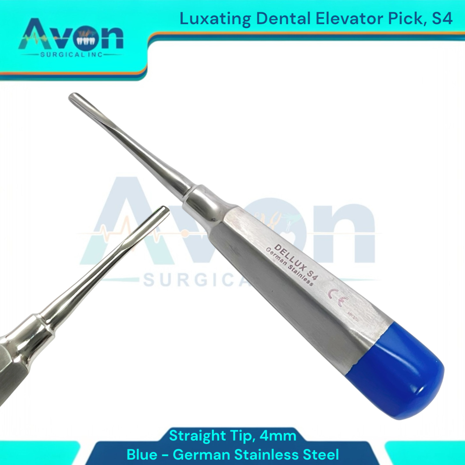 Dental Tooth Extraction Luxating Elevators, 1.5mm to 5mm, STR, German Steel(5PK)