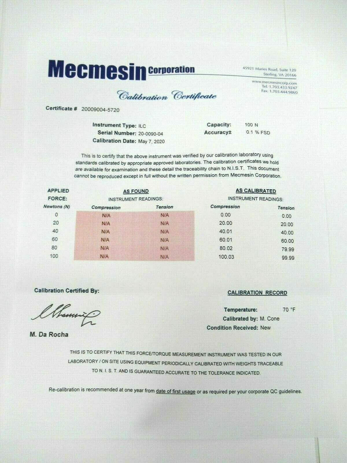 Mecmesin 879-004 Torque Gage Loadcell ILC-100N *BRAND NEW*
