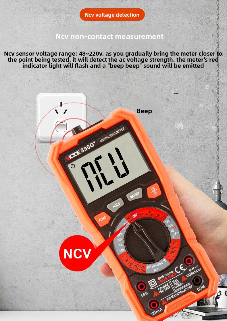 Digital Multimeter Auto Range AC DC Voltage Tester High Precision Multi Meter