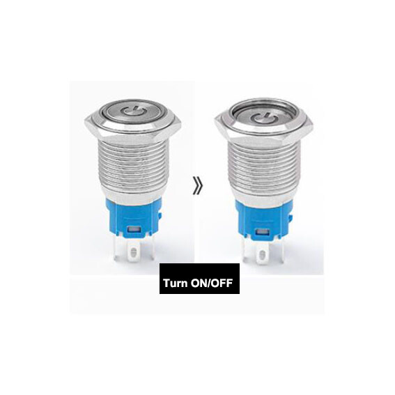 16mm 12V LED ON OFF Waterproof Stainless Steel Latching Push Button Power Switch