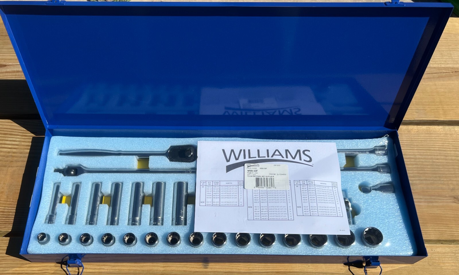 Wi1liams 1/2″Drive 13-30mm &10-24mm 12pt Sockets&Drive Tools Set MSS-33FTB