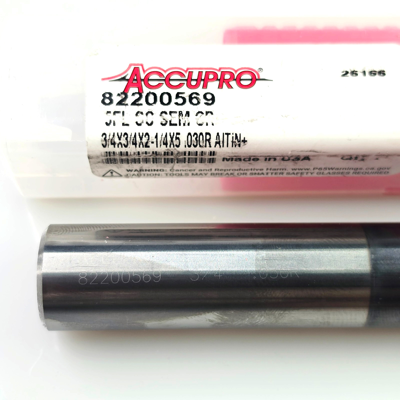 AccuPro 3/4″ x 3/4 x 2-1/4 x 5 R.03 Solid Carbide End Mill 82200569 AlTiN