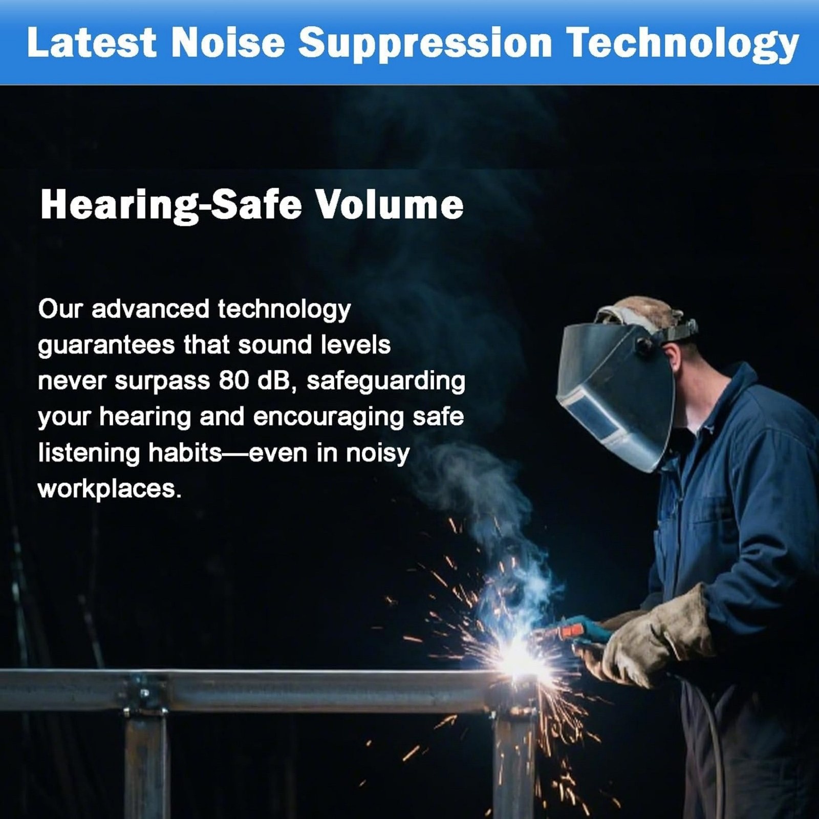 2-Set Blue Bluetooth Ear Plugs, Noise-Isolating for Work & Hearing Protection