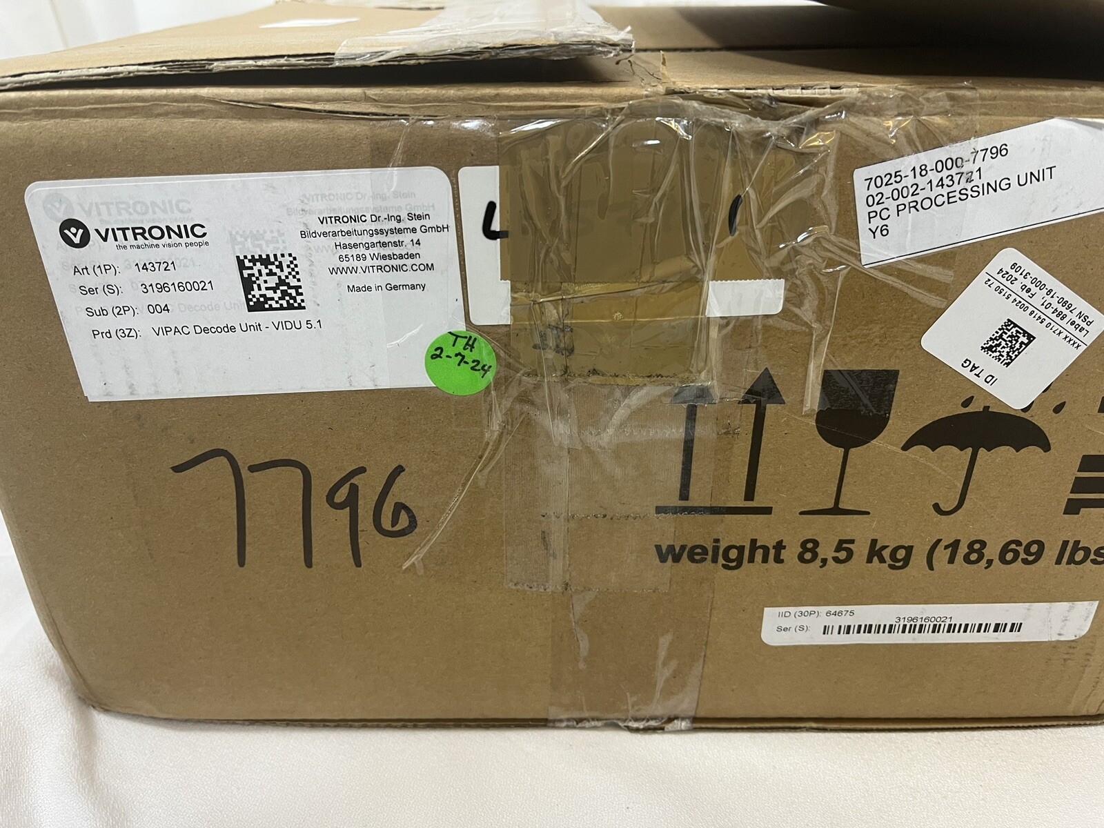 VITRONIC Compact 5.1 / 143721 / 2798250019 High-Speed Line Scan Camera NEW