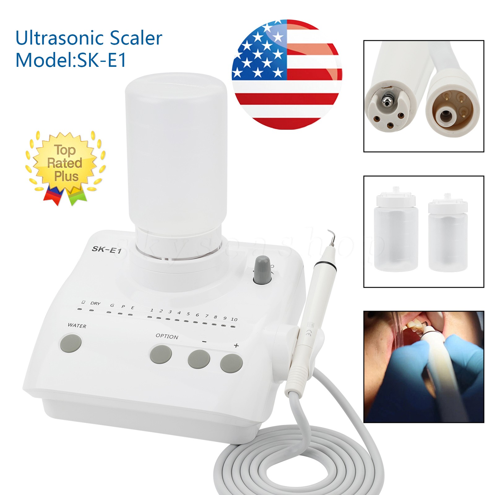 Dental Ultrasonic Scaler 2 Bottles Fits EMS Cavitron SKYSEA & 2*Handpiece HW-3H