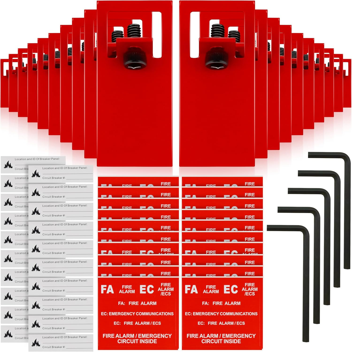 Red ELOCK-FA Fire Alarm Lockout Kit 20-Pack, E-Series Fire Safety Lock Kit for P