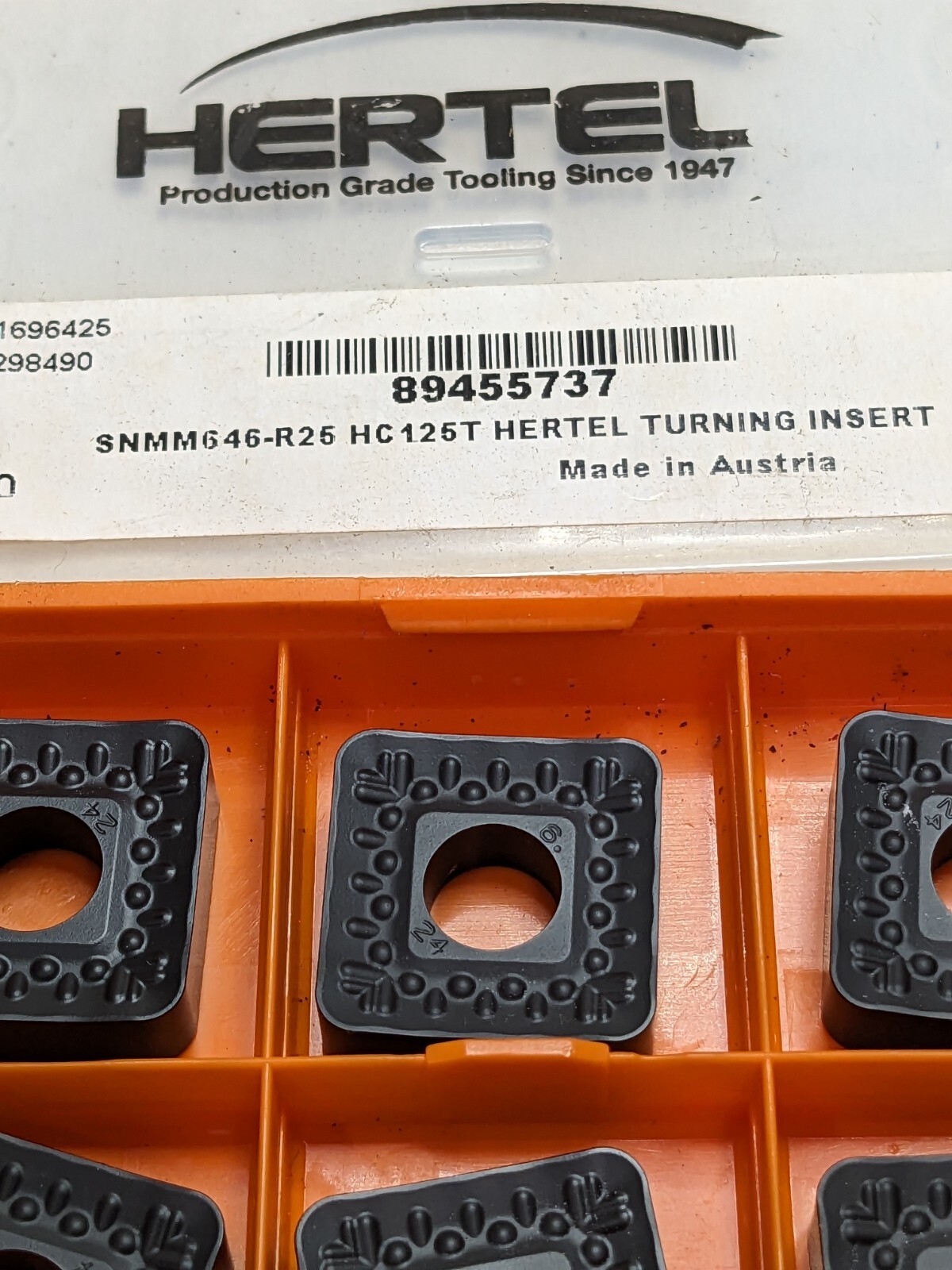 HERTEL Turning Insert: SNMM646R25 HC125T, Carbide Qty 10 89455737