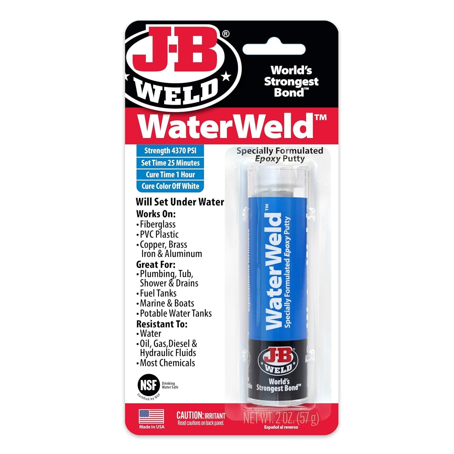 Versatile 2 oz WaterWeld Epoxy Putty Stick – Quick Drying, Waterproof Solution