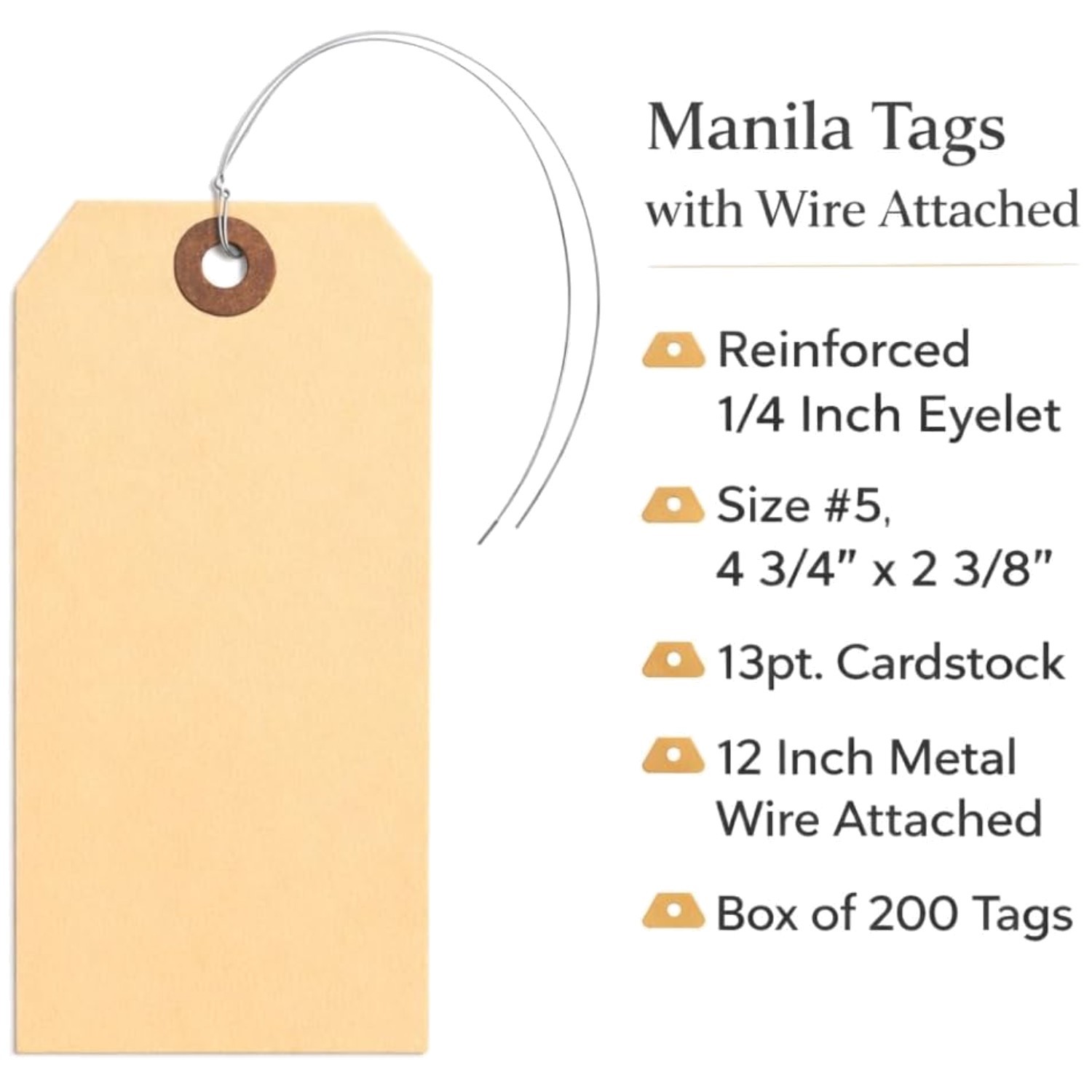 200 Wire Tags Labels with Reinforced Eyelet