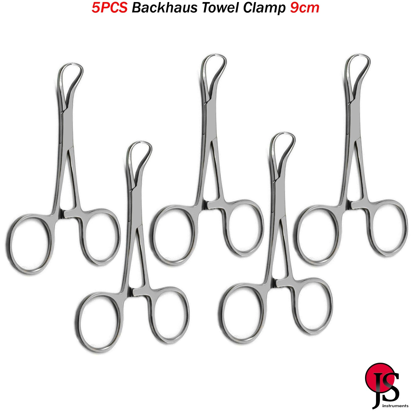 Backhaus Towel Clamp Forceps 9cm Hemostatic Surgical Veterinary Instruments 5PCS
