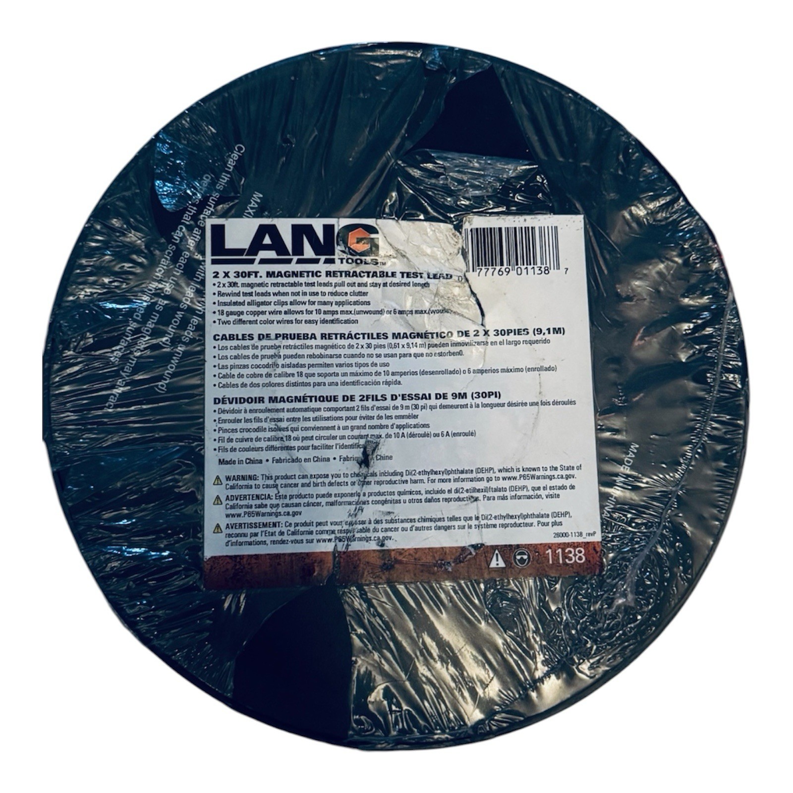 Lang Tools Magnetic Retractable Test Leads – 2 Leads x 30-ft. (1138)