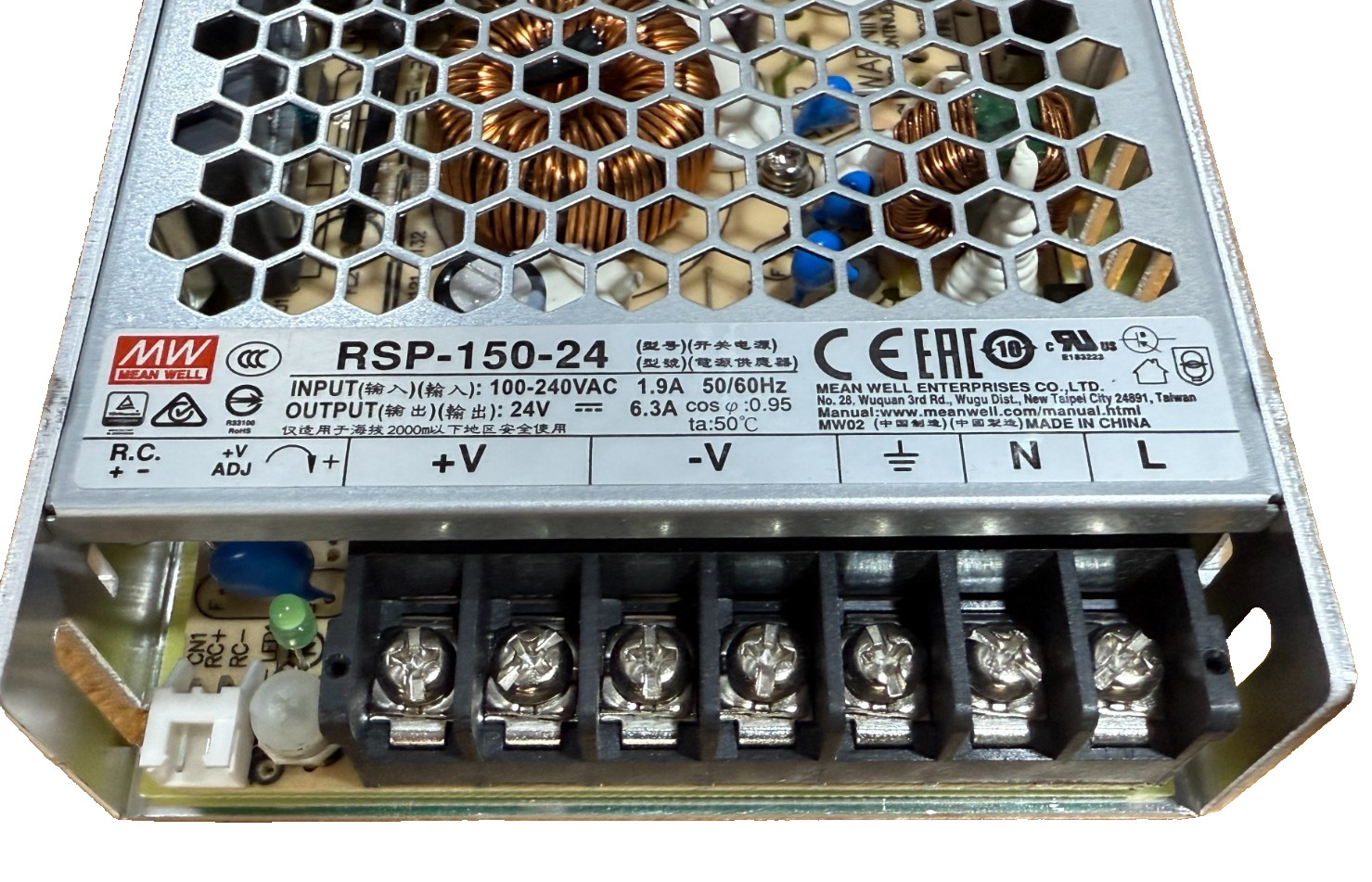 Mean Well RSP-150-24 AC/DC Power Supply – 1 Output – 24V, 6.3A, 151.2W