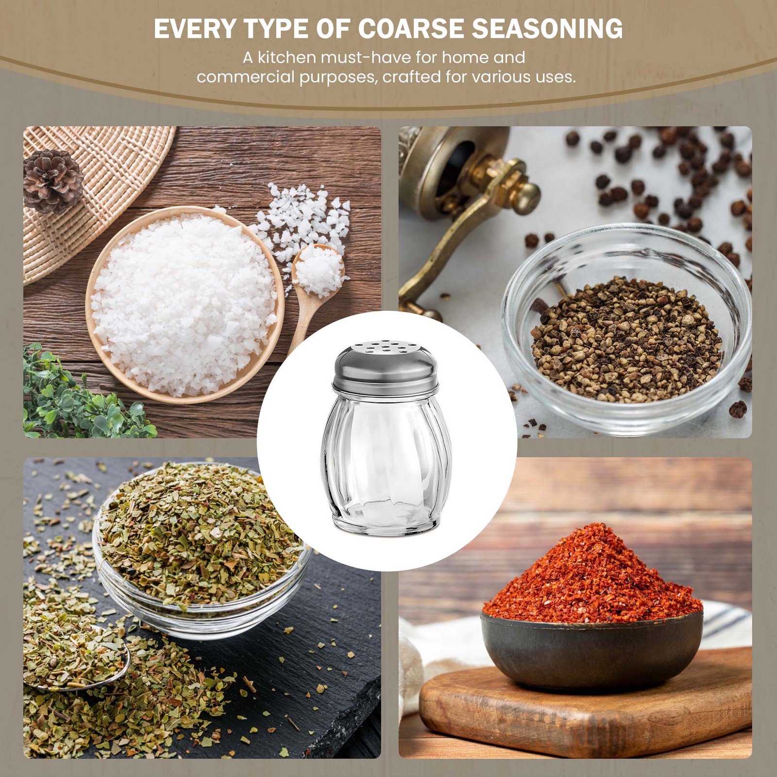 OCS Parts 2-Pack 3.5″ Glass Spice and Cheese Shakers with Perforated Lids