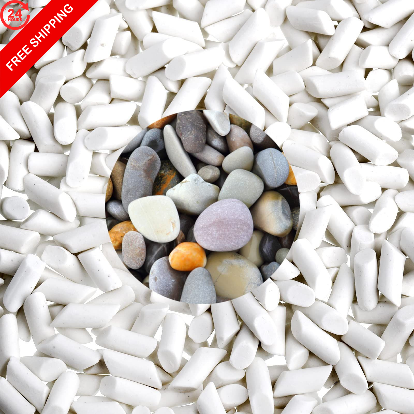 Hiceeden 8 Pounds Rock Tumbling Filler Media, 1/5″ x 2/5″ x 2/5″, White