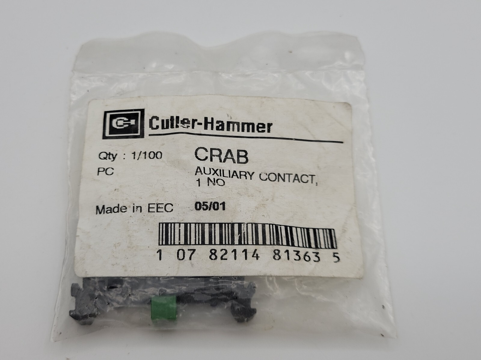 Cutler-Hammer CRAB SK 616 001-A Auxiliary Contact Block Kit 10 Amp 690 Volt 1-NO