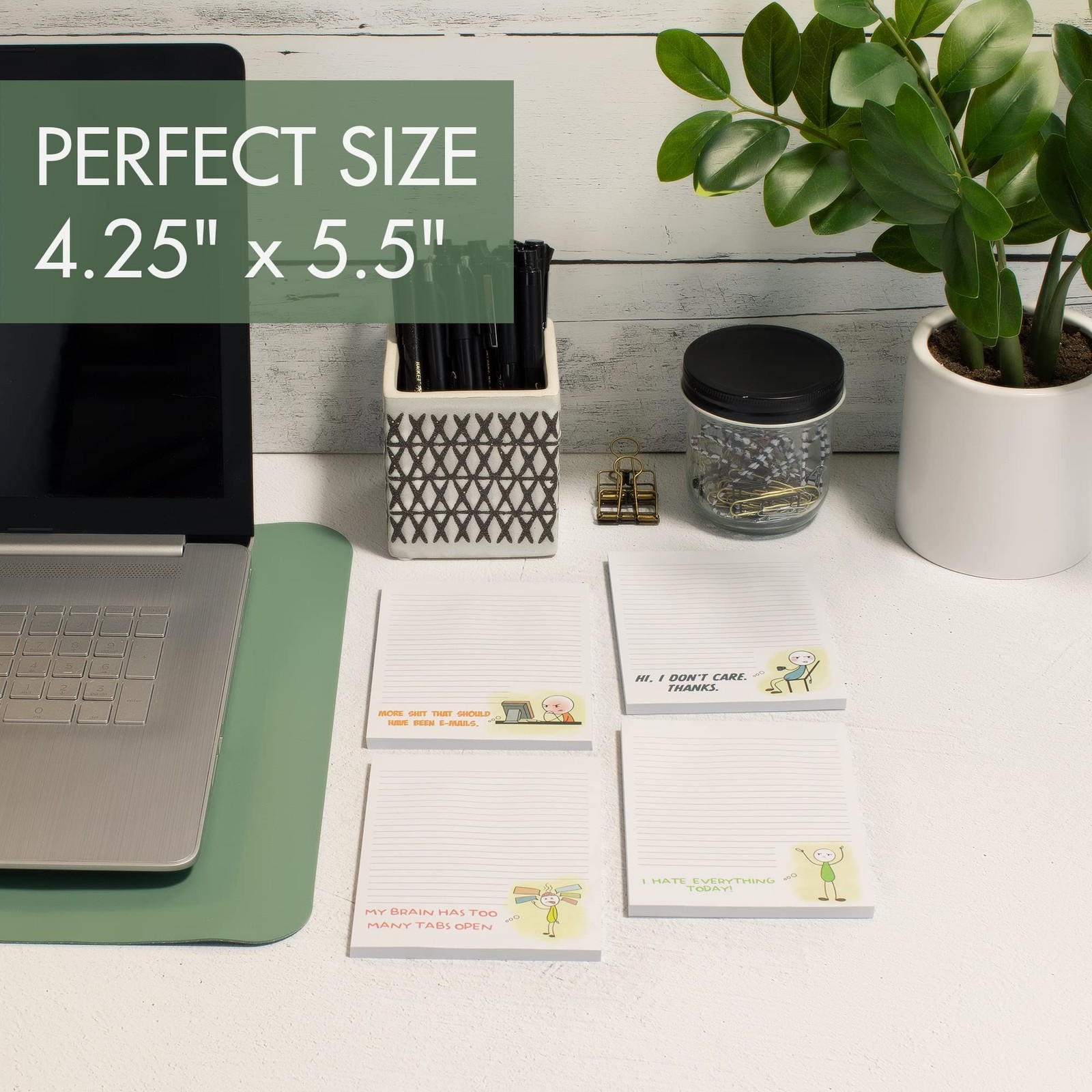 Funny Office Notepads 4.25 x 5.5 Inch White Hilarious Gift