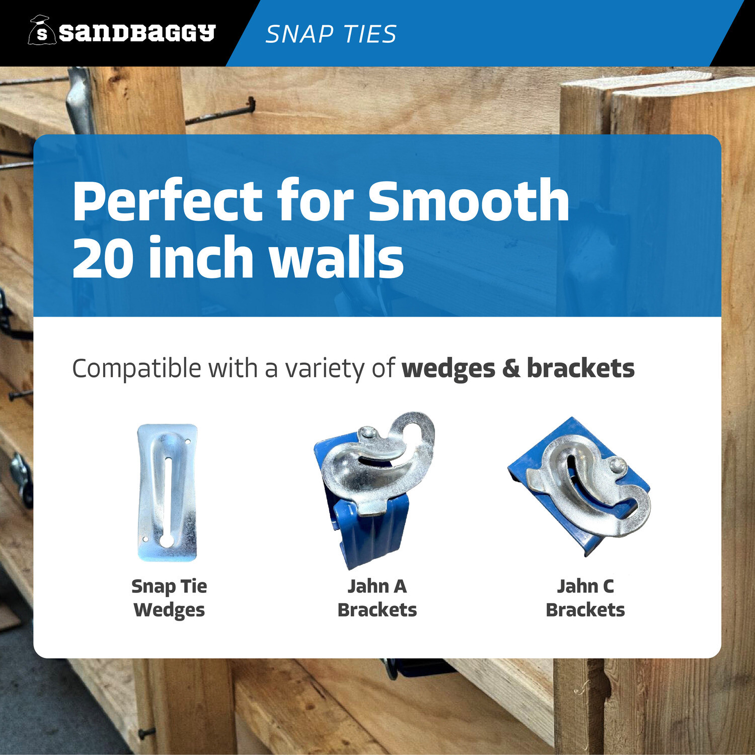 Sandbaggy 20″ x 8 ¼» Standard Snap Ties For Concrete Forms (Long End)