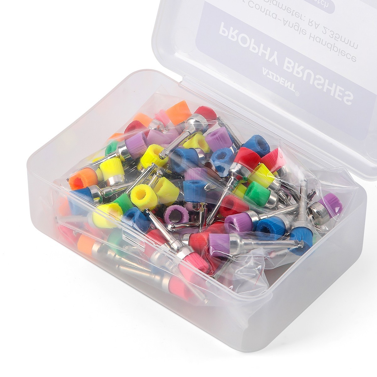 100pcs Dental Nylon Colored Soft Bowl Polishing Flat Tapere Prophy Brushes Latch