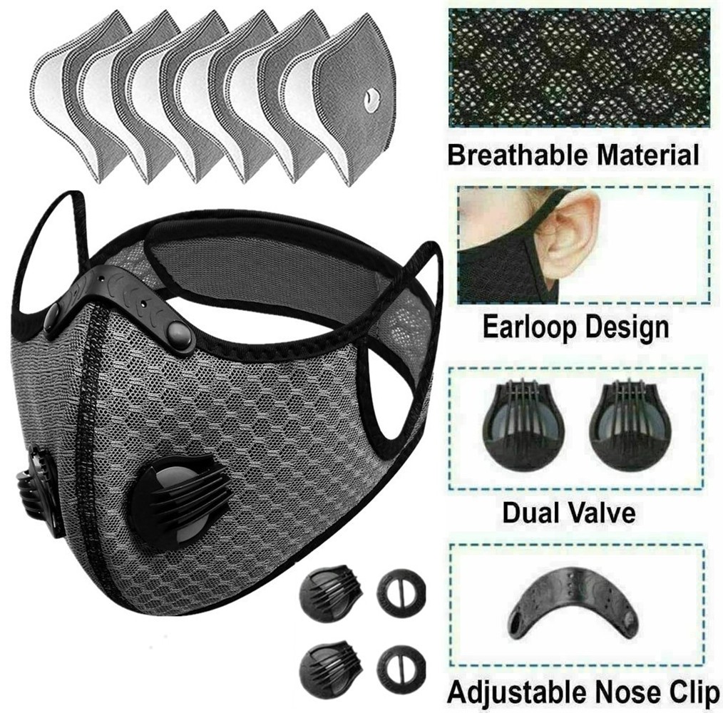 Half Face Cover Respirator Reusable Face Mask Filters Sports Worksite Facepiece