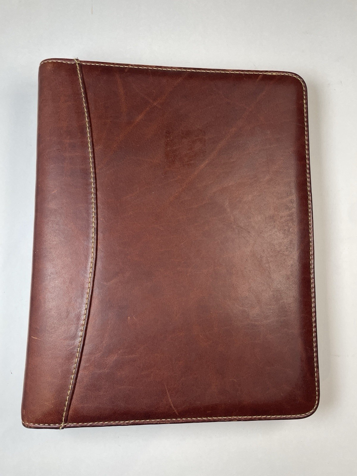 VTG Franklin Quest Brown Dakota Leather 7-ring Zipper Planner w Dividers