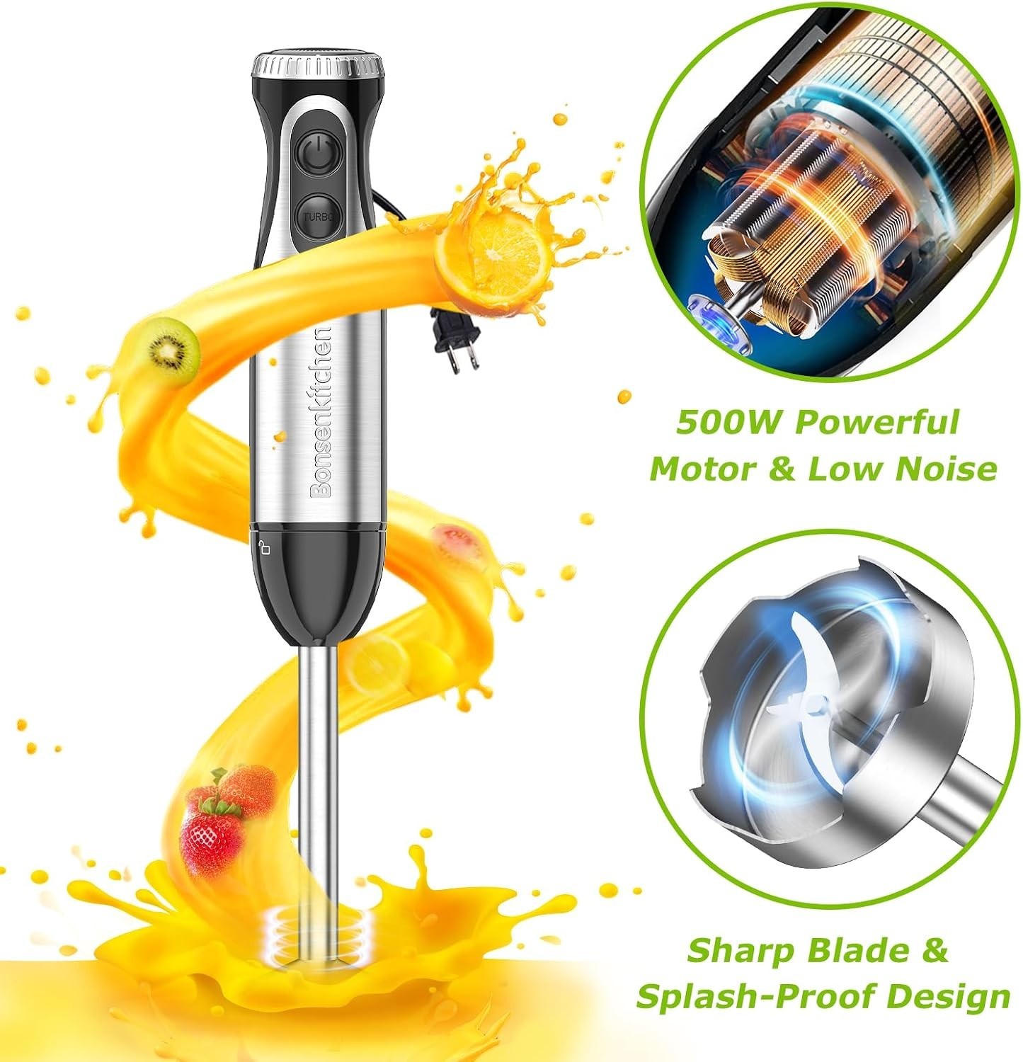 4-in-1 Immersion Blender with Food Processor 20 Speeds