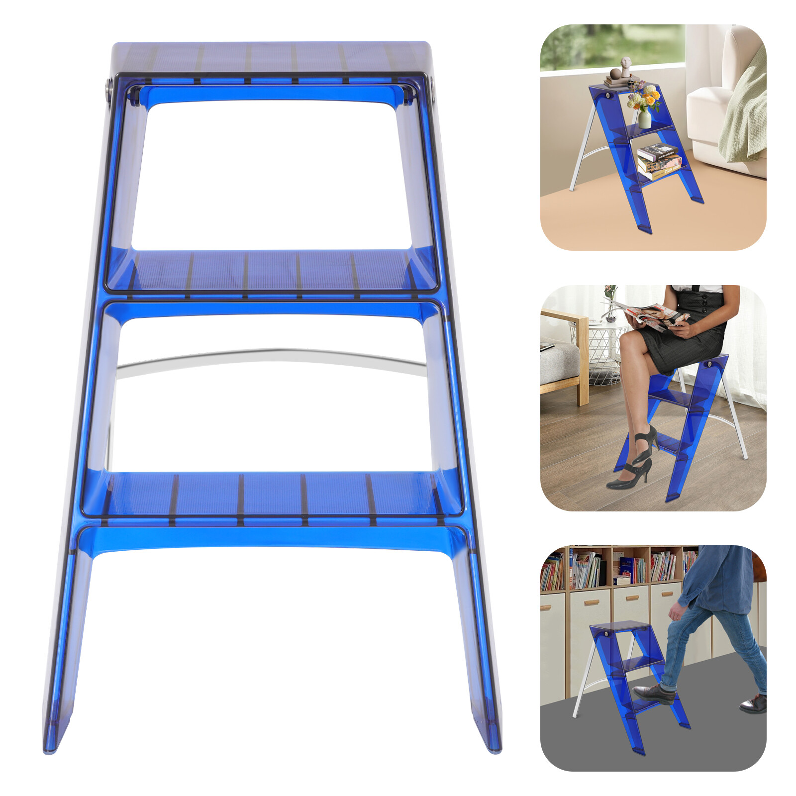 Folding Step Stool, Step Stools for Adults, 3 Step Ladder Folding Step Stool