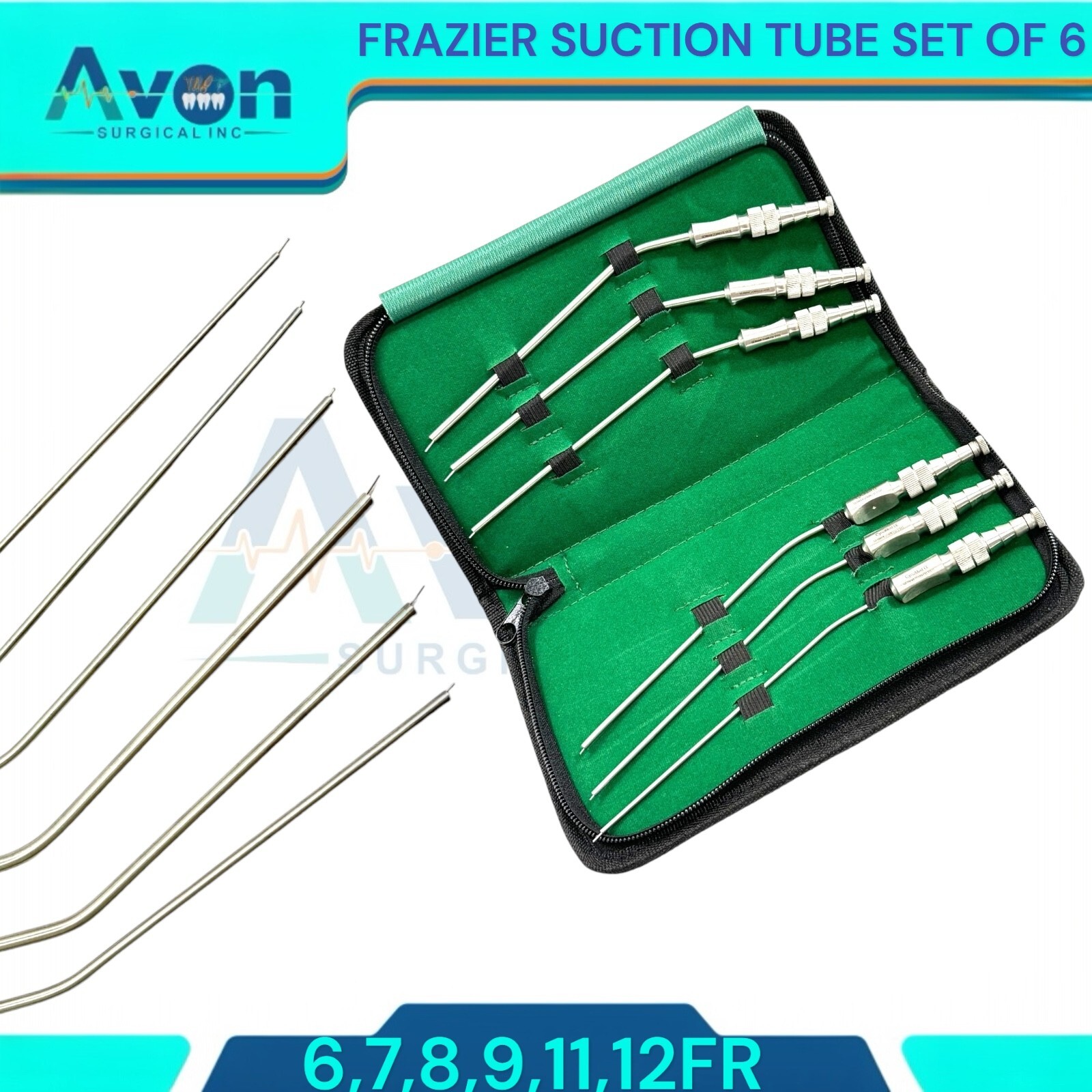 NEW GERMAN Frazier Suction tube set of 6 tubes! Dental ENT Surgical Instruments