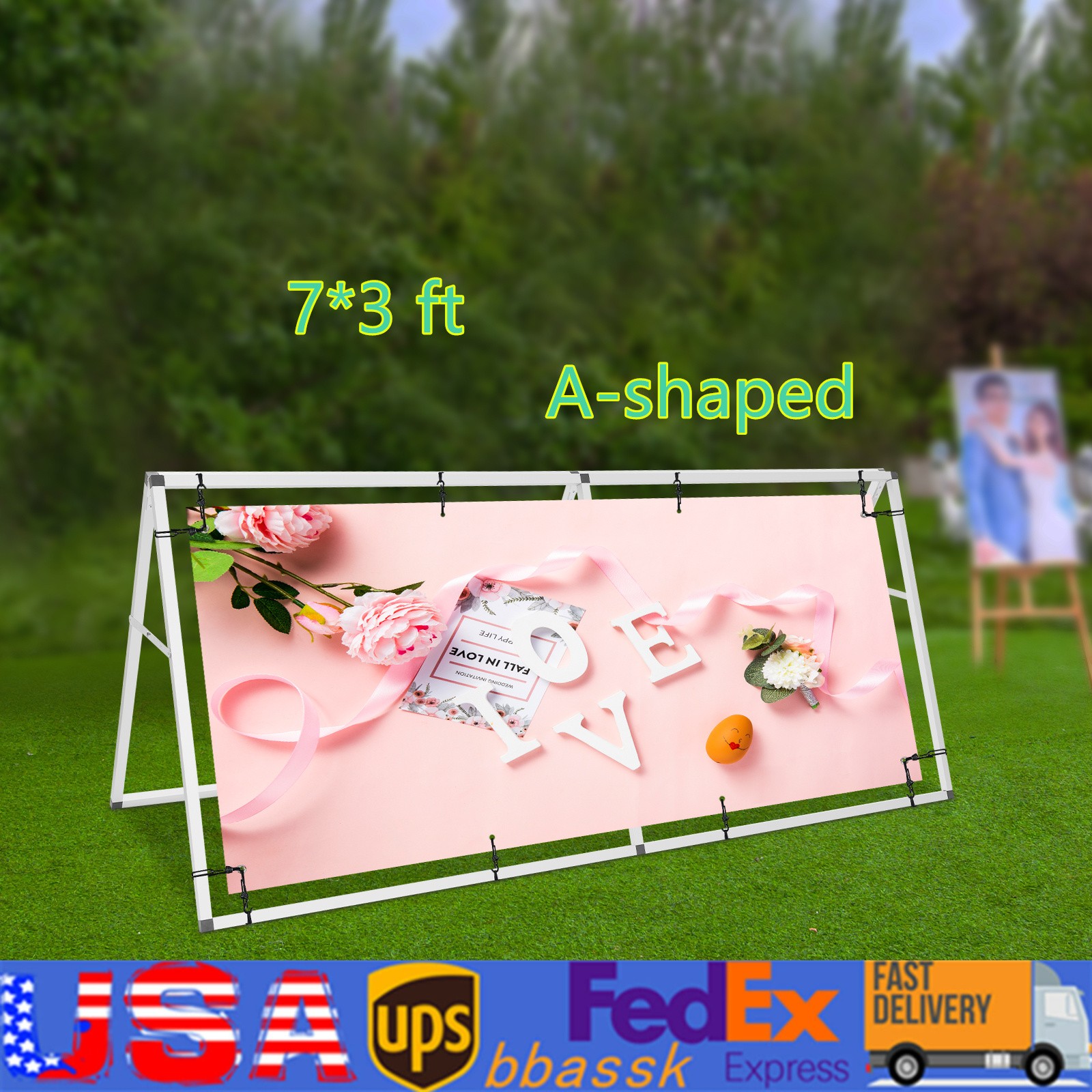 Large Poster Stand Double Sided Floor Standing A-Shaped Sign Holder 7x3ft NEW