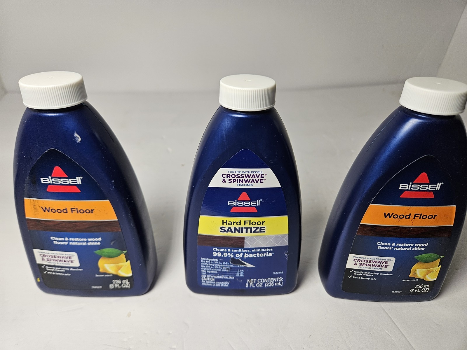 3 BISSELL WOOD HARD FLOOR CLEANER & SANITIZER 8fl oz CROSSWAVE SPINWAVE
