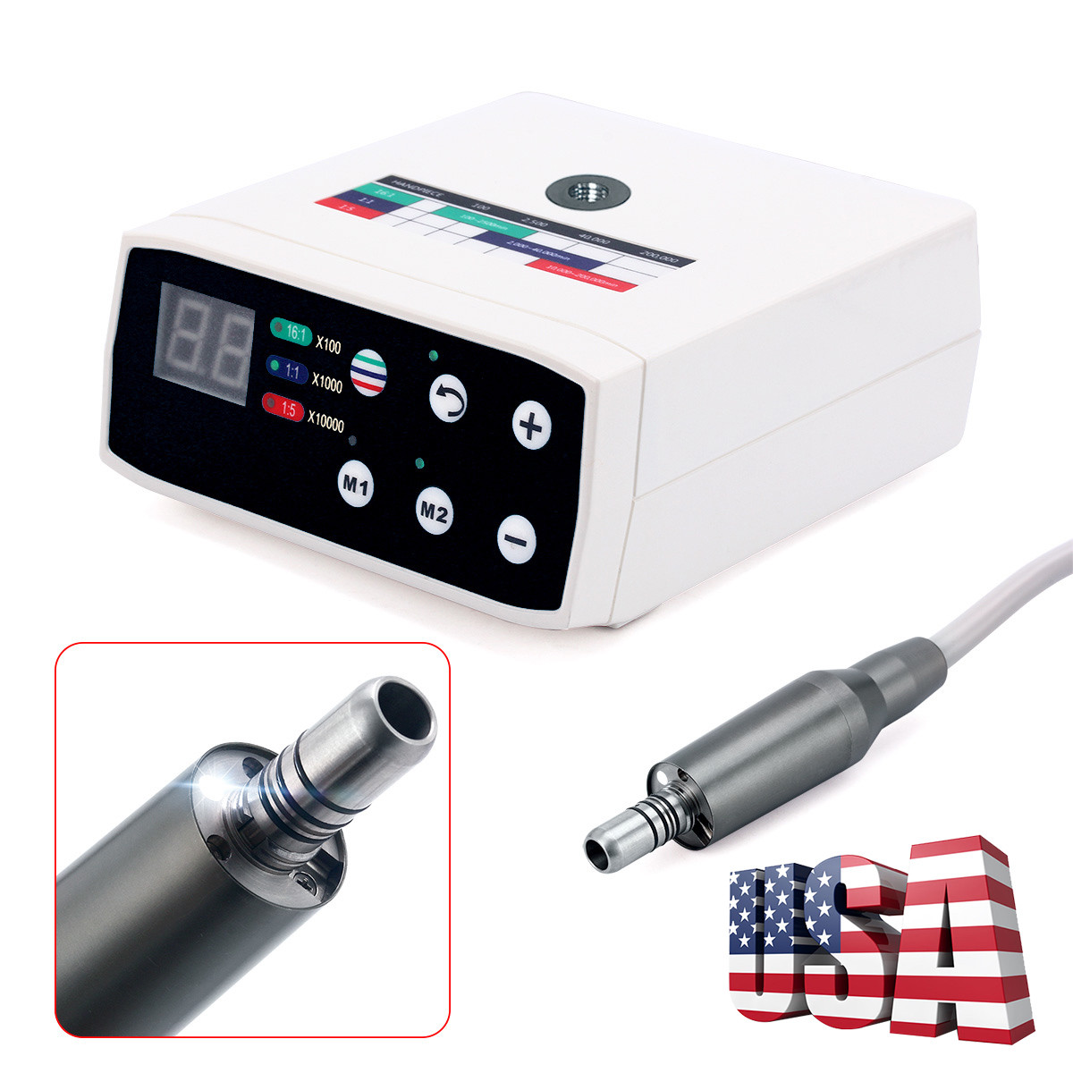 Dental Lab LED Brushless Electric Micro Motor 1:1/1:5/16:1 ISO-E type Connector