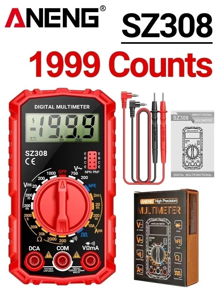Digital Multimeter LCD Voltmeter Ammeter Ohmmeter Volt AC DC Tester Leads Meter