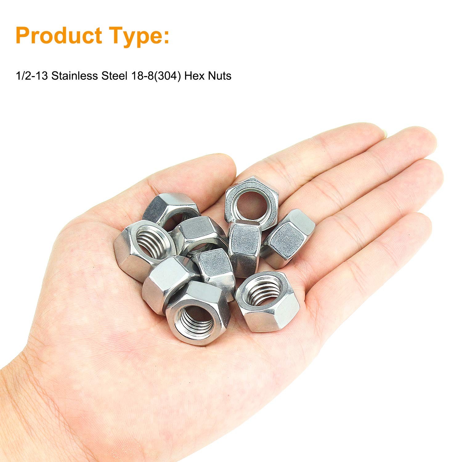 100 PCS 1/213 Stainless Steel Hex Nut 304 188 Hardware Fastener Machine Tool