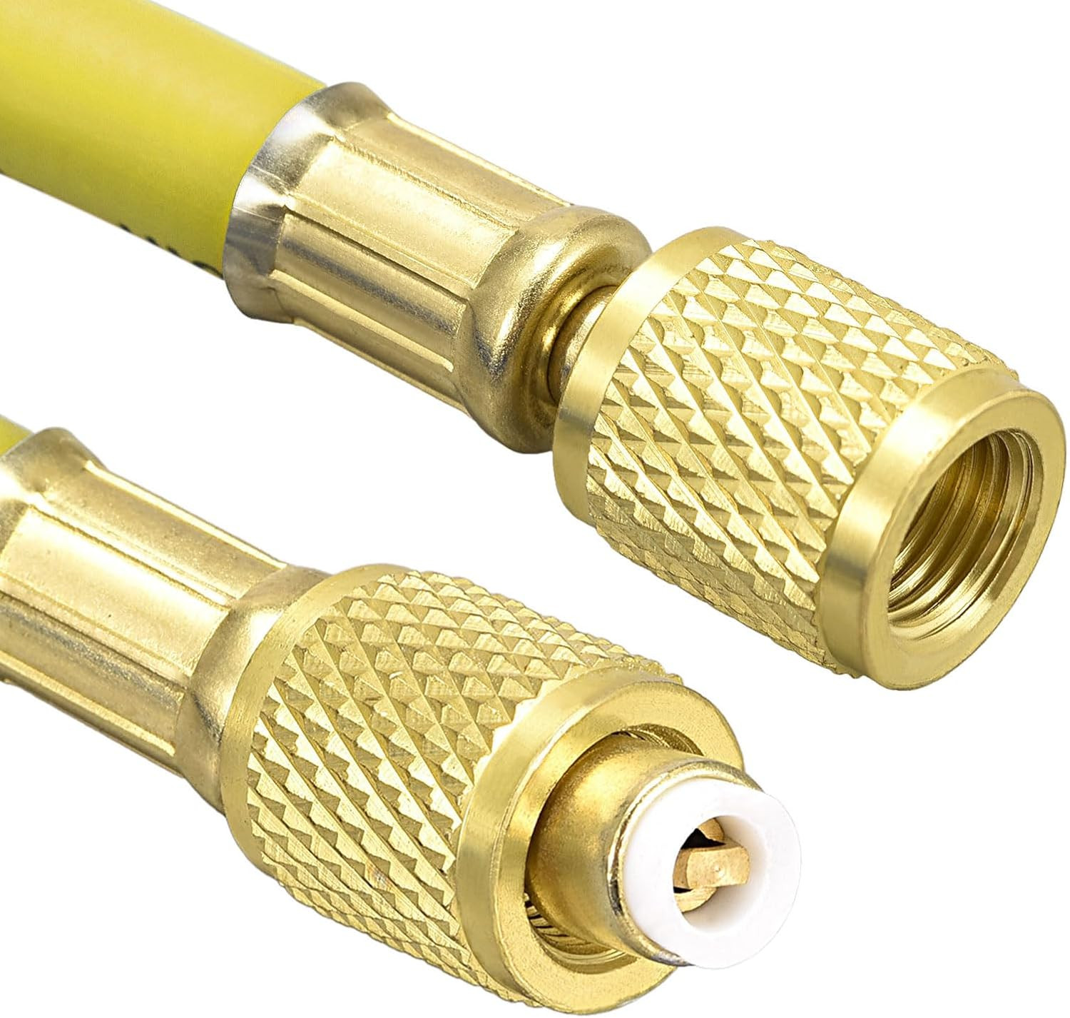 1/4 SAE Flare AC Refrigerant Charging Hoses 2.95Ft Length 500PSI Thread Yellow