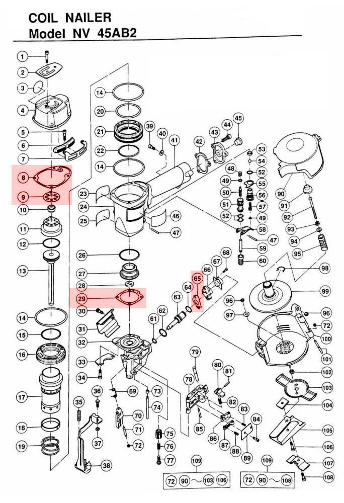 CoFast® 4 High Quality GAFE Gaskets set kit Aftermarket Hitachi NV45AB2 883892