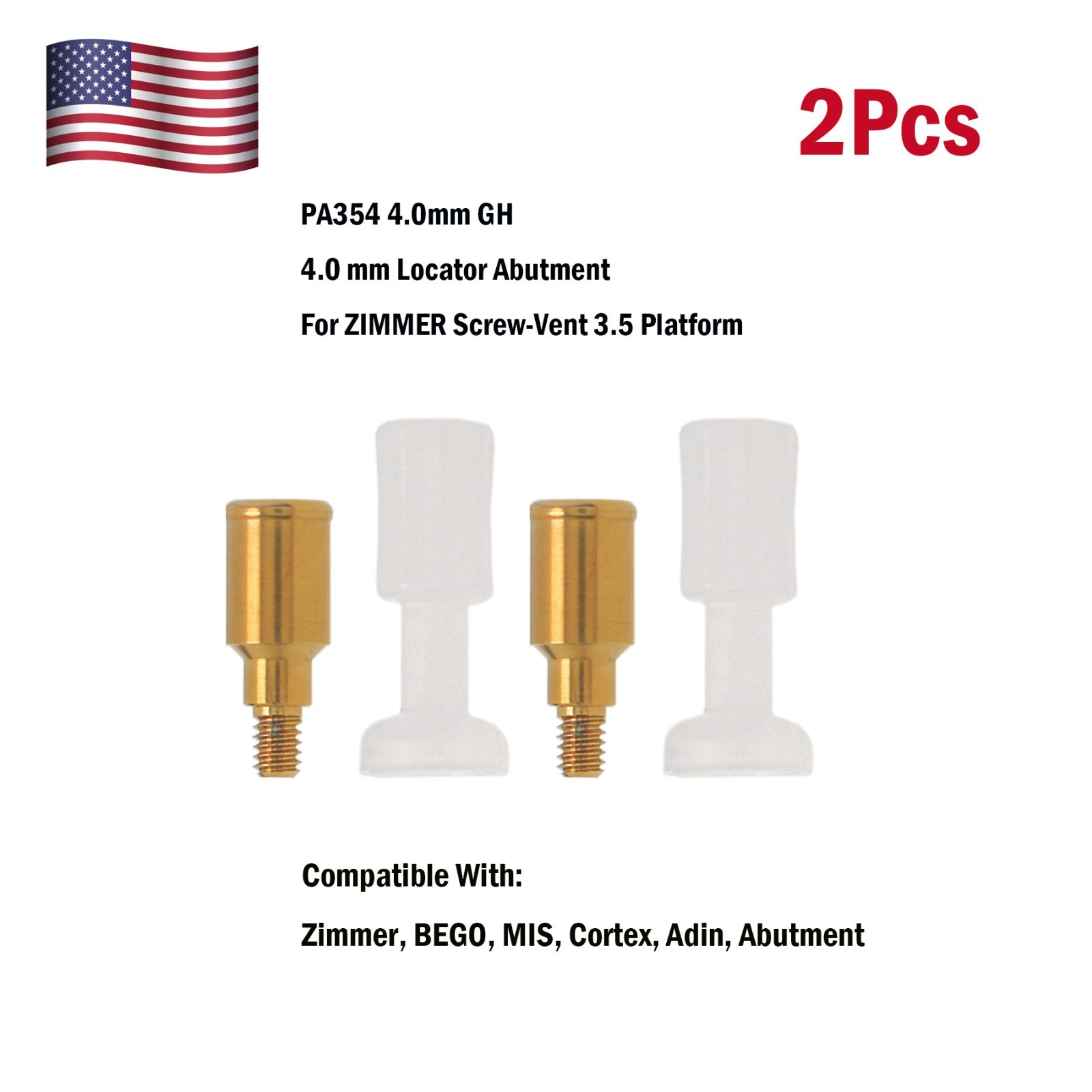 Dental Zest Locator Attachment Abutment for Zimmer ZimVie 3.5mm Implant platform