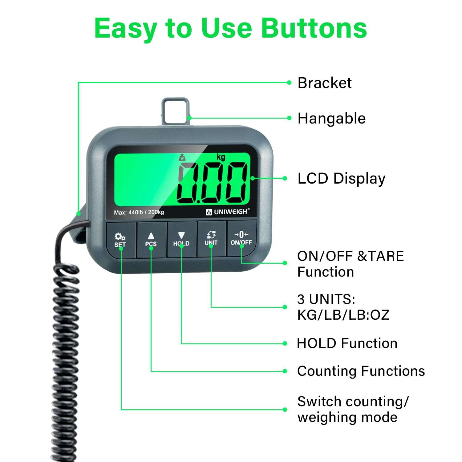 Digital Postal Scale 440lb,High Accuracy 0.35oz Shipping Scale for Packages