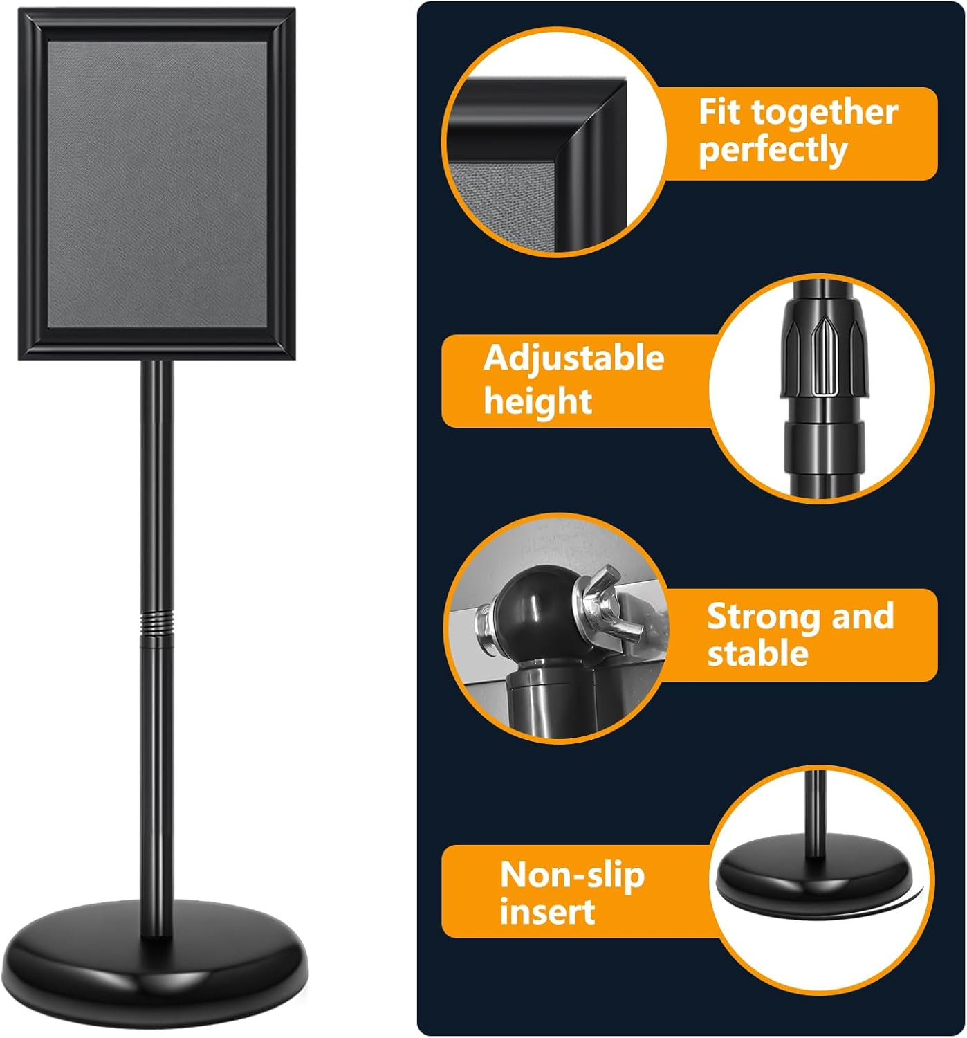 2 Pack 8.5×11 Sign Holder Stand Height Adjustable Floor Standing Poster Frame wi