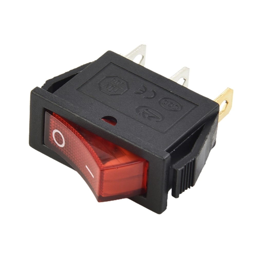 Red Skinny Rectangle Rocker Switch Thin 3-Pin LED Light 110V AC ON/OFF 15A 250V