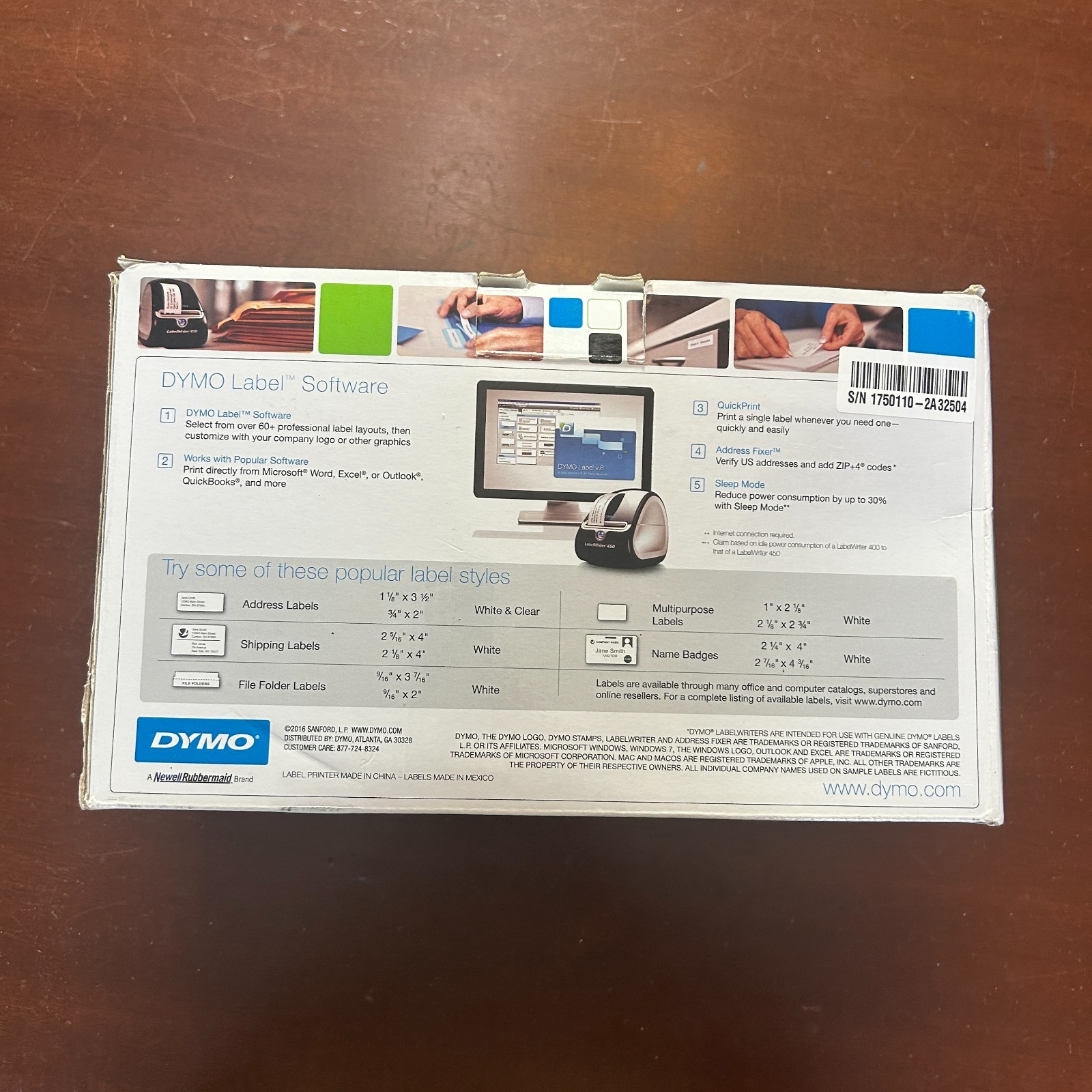 Dymo LabelWriter 450 Direct Thermal Label Printer w/ AC Adapter & Roll Brand New