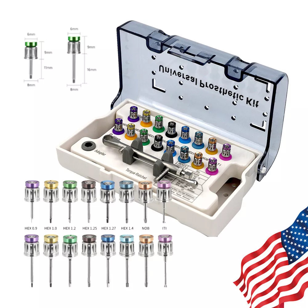 Dental Universal Implant Kit Driver Abutment Hand Hex Screw driver Long+Short
