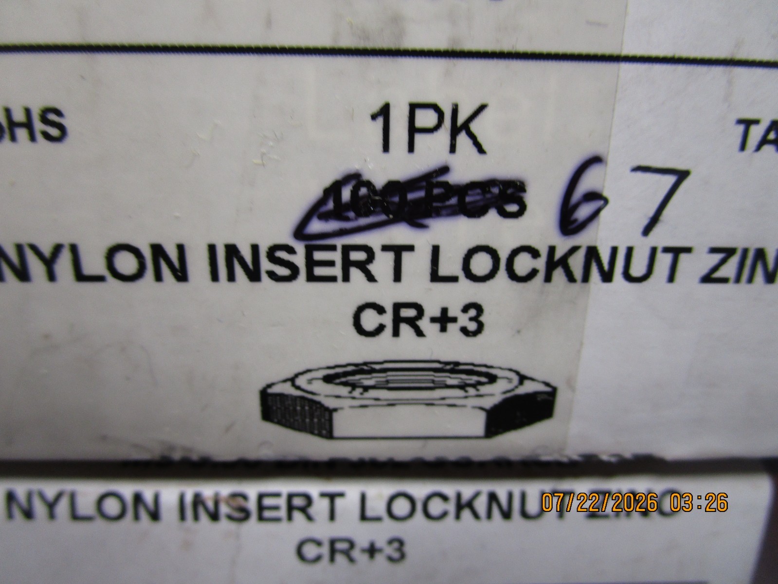 M3-0.50 Metric Nylon Insert Locknuts Class 8 Zinc-Plated Coarse QTY 167