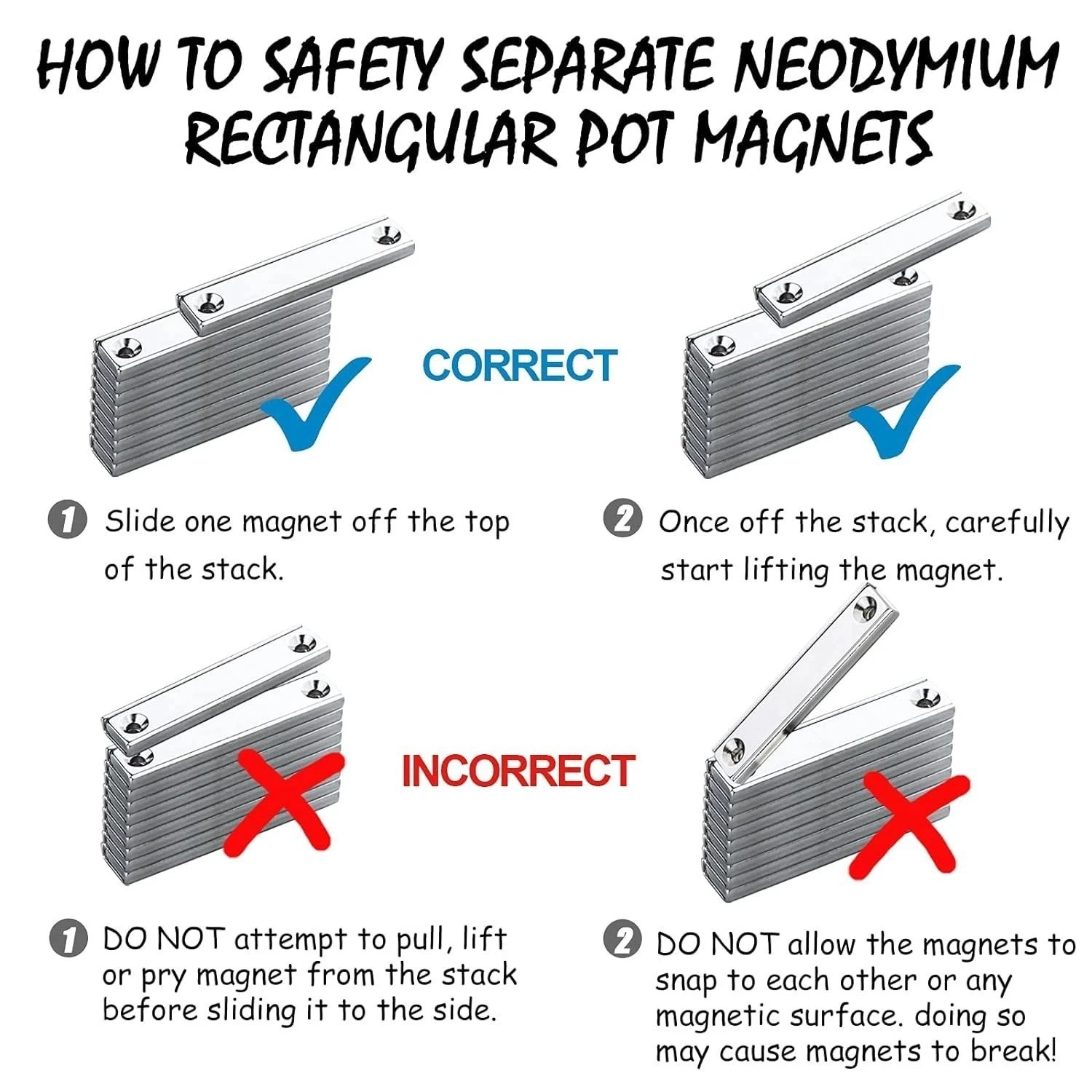 80lbs Pulling Force Neodymium Rectangular Pot Magnets 60 Packs, 2.36″x0.53″x0…