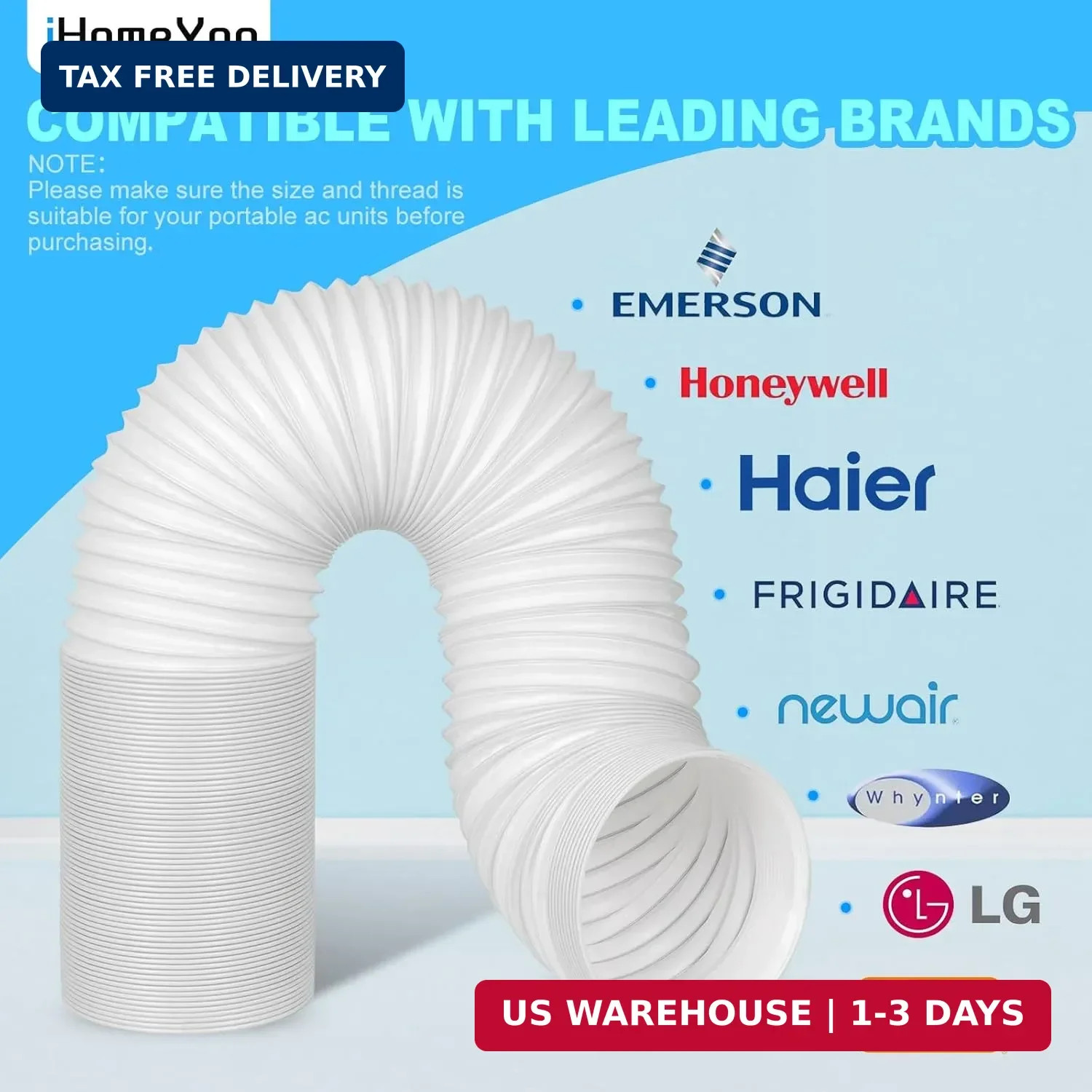 5 Inch Portable AC Air Conditioner Hose Anti-Clockwise Thread & Length up to 80″