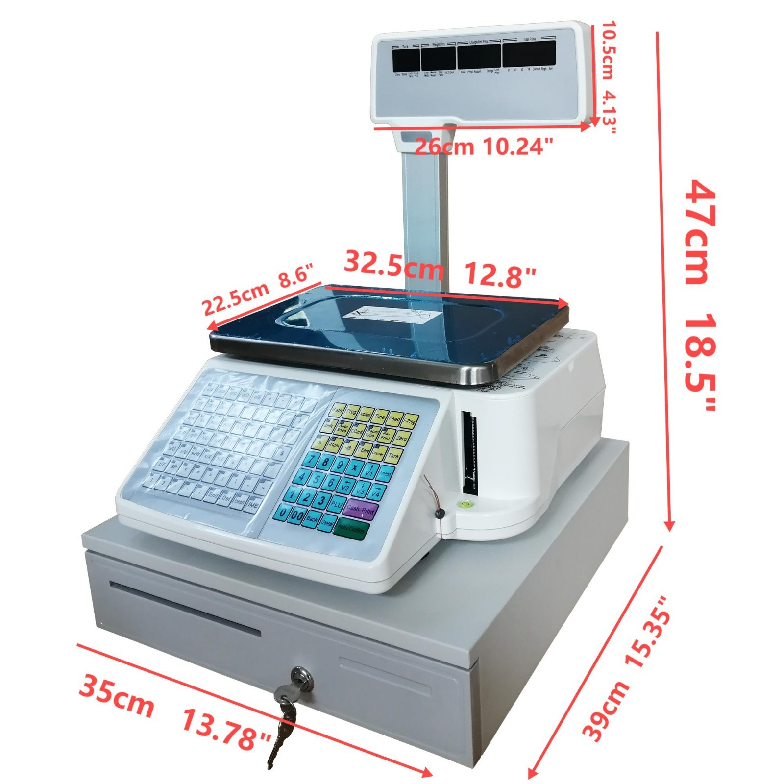 110V 30kg Double-sided Commercial Electric Scale with Cash Box and Thermal Label