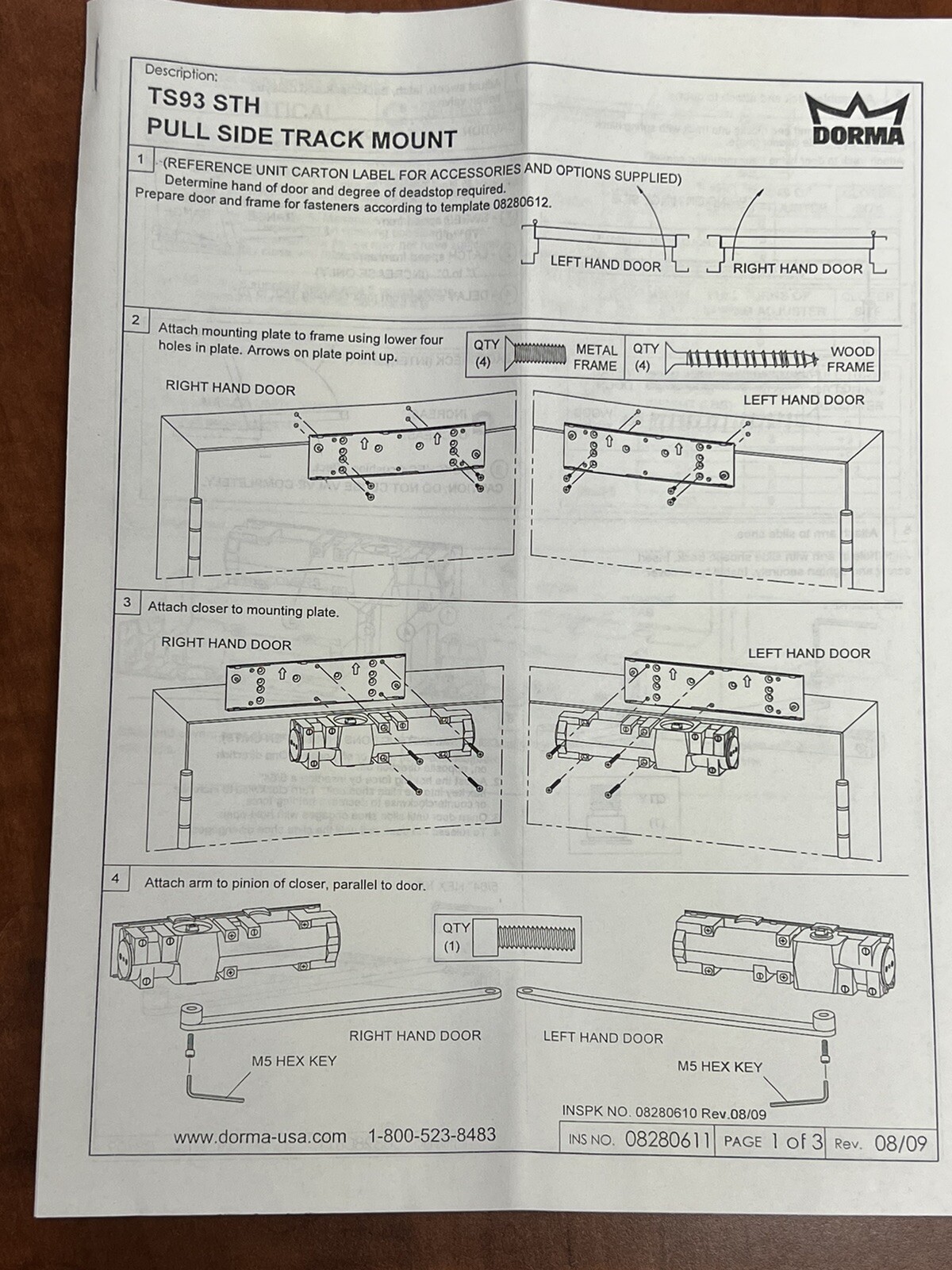 Dorma Commercial Hydraulic Cam Action Door Closer TS9315 STH CONT SN3 630 US32D