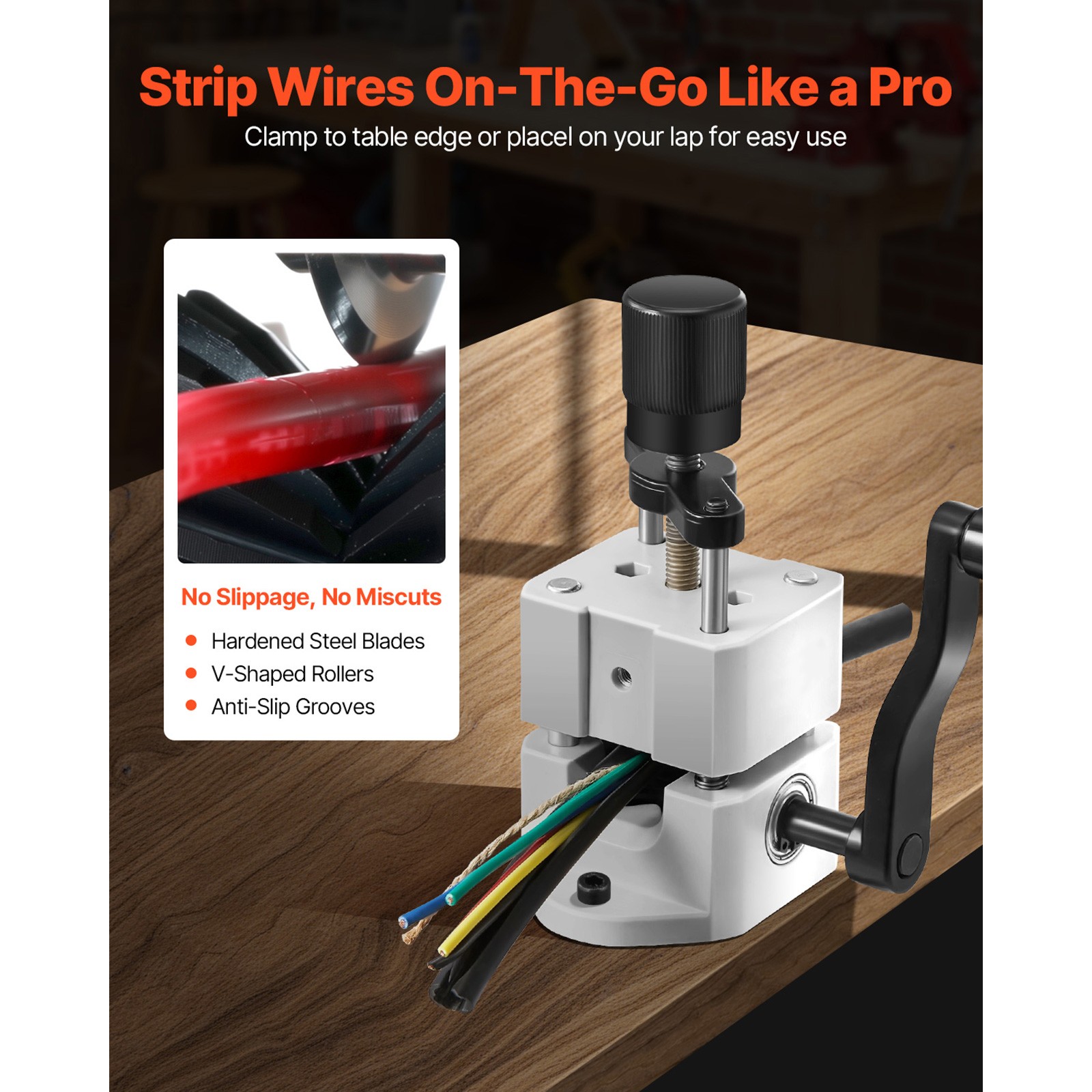 Manual Wire Stripper Stripping Machine 0.06-1 in Hand or Drill Powered Portable